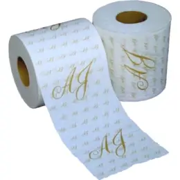 Letters "AJ" monogrammed toilet paper